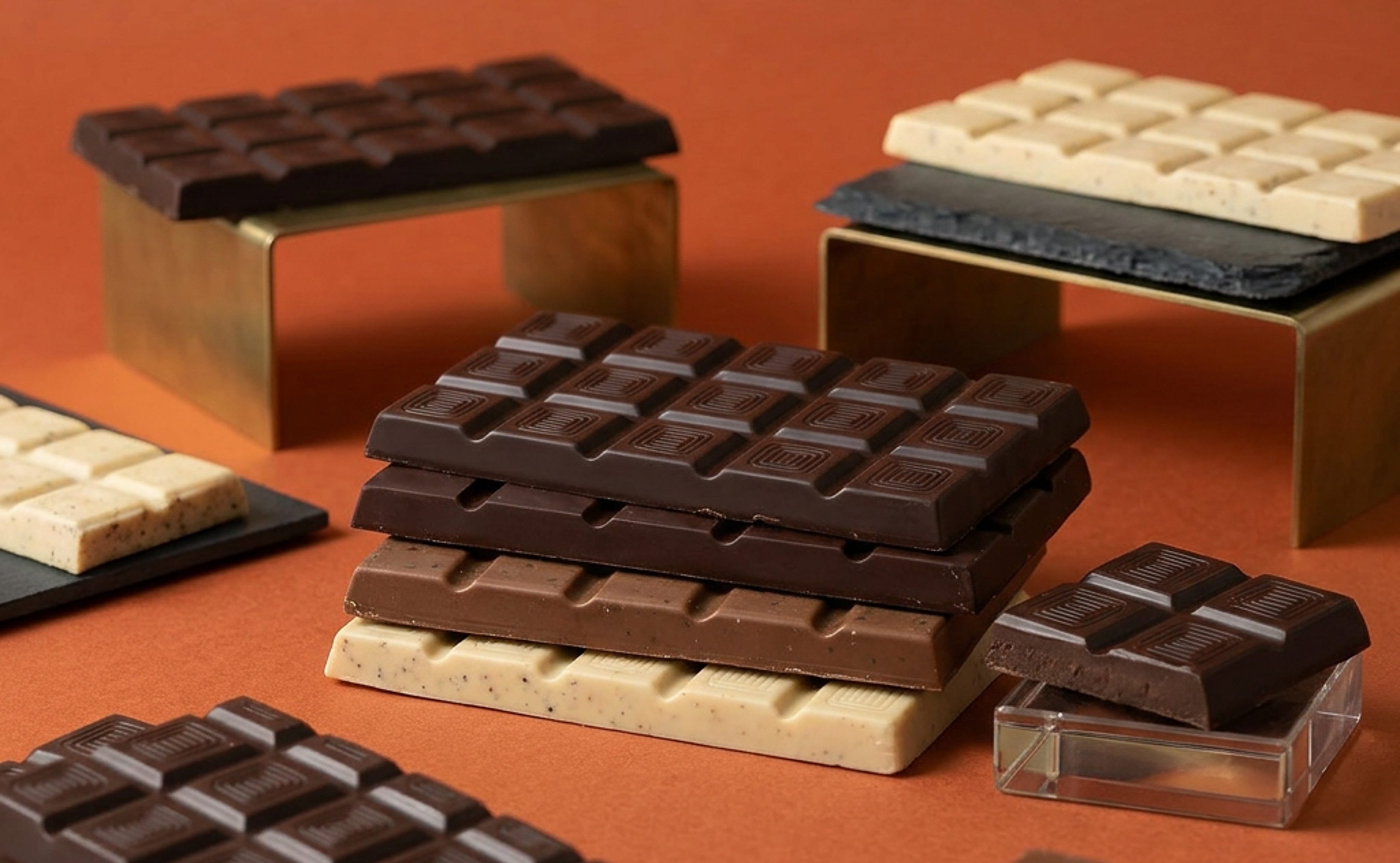 Tavolette di cioccolato Ypsilon in esposizione